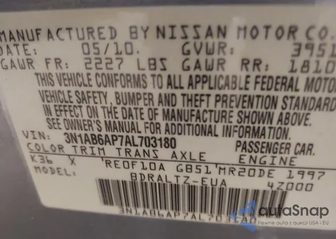 2010 Nissan Sentra 2.0S from USA, damaged, VIN 3N1AB6AP7AL703180